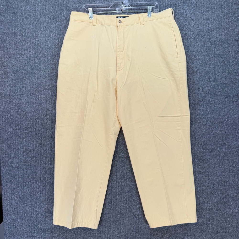 Polo Ralph Lauren Chinos Mens 38x29 Yellow Cotton Twill Classic Pants Vintage